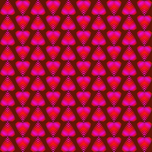 Patrón abstracto de corazones y rayas brillantes rosas y rojas . — Archivo Imágenes Vectoriales