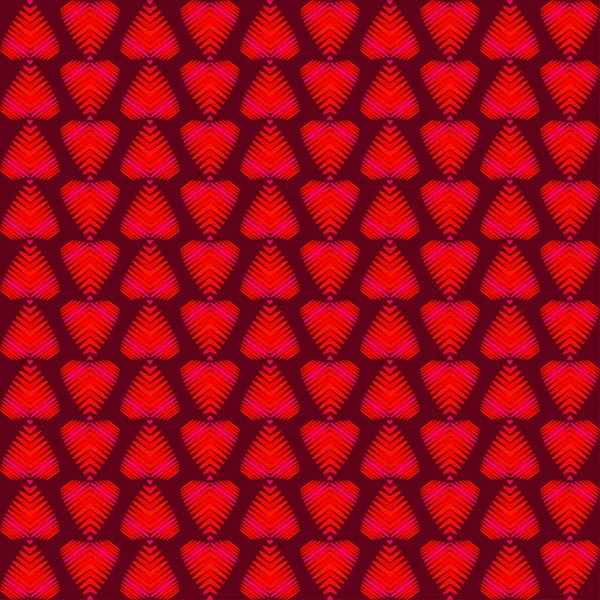 부르고뉴 마음과 무지개 빛깔의 줄무늬의 패턴. — 스톡 벡터