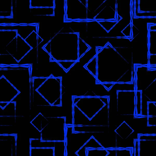 Синие ромбы и скворечники на перекрестке на черном нарде — стоковый вектор