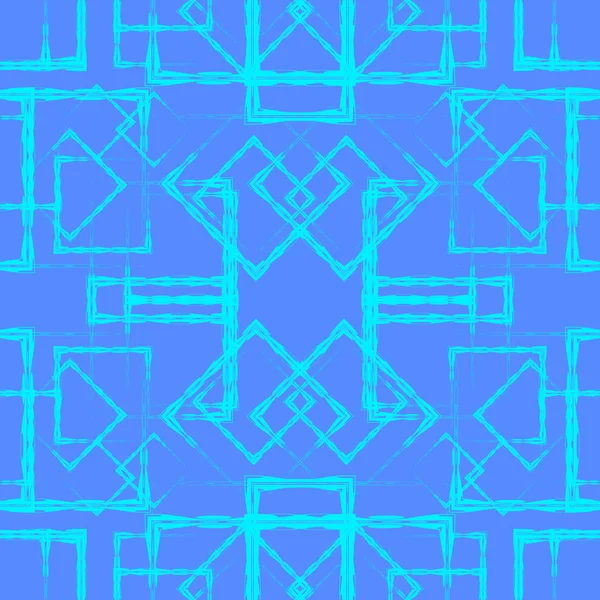 Muchos rombos y cuadrados simétricos del cielo sobre un fondo azul . — Vector de stock