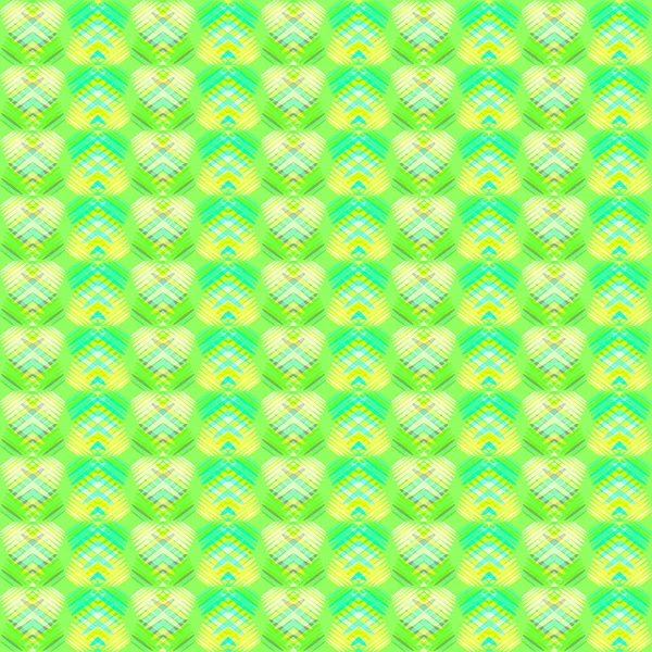 Grüne Diamanten aus Limettensternen auf Zitronenherzen in einem hellen Zwitter — Stockvektor