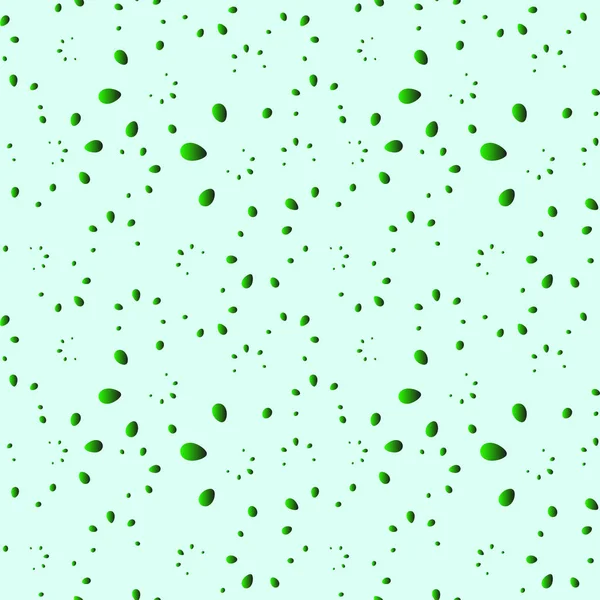 在珍珠的绿色背景上有很多水滴和花瓣. — 图库矢量图片
