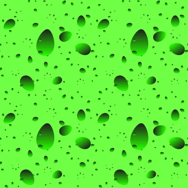 Grandes gouttes vertes et pétales sur fond clair en nacre . — Image vectorielle