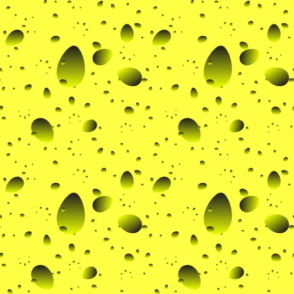 Grandes gouttes jaunes et pétales sur fond clair en nacre . — Image vectorielle