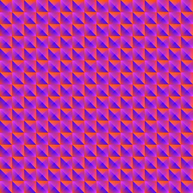 Pembe kareler ve çizgili turuncu üçgen Pyromidal desen.
