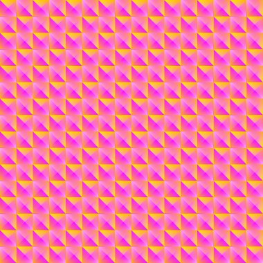 Turuncu kareler ve çizgili pembe üçgen Pyromidal desen. 