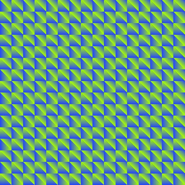 緑色の四角形とジグザグの青い三角形のパターン. — ストックベクタ