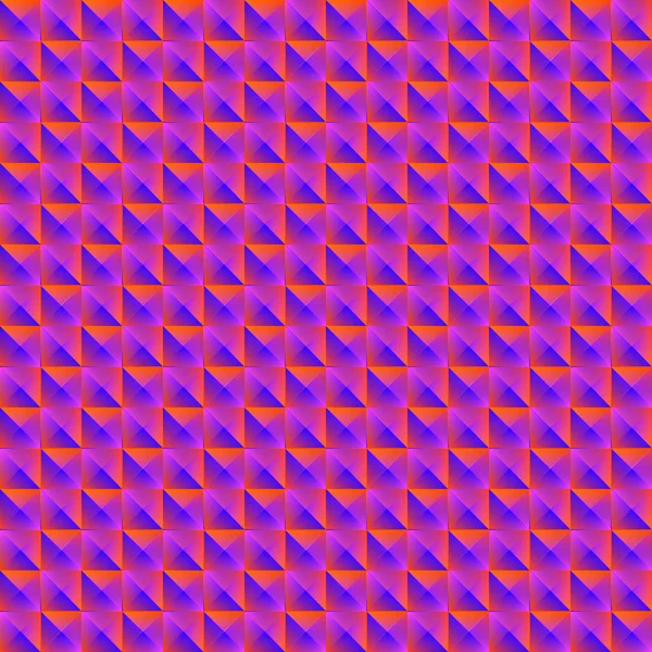 분홍색 사각형과 줄무늬 주황색 삼각형의 Pyromidal 패턴. — 스톡 벡터