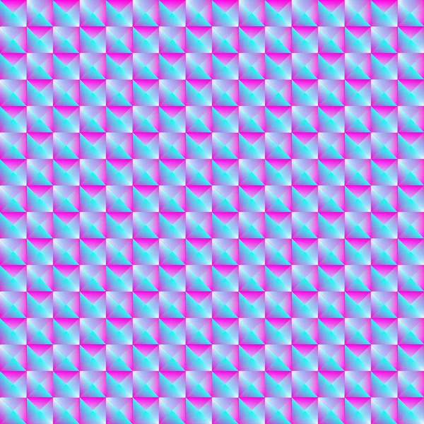 Pyromidal vzor modré čtverce a trojúhelníky růžové pruhované. — Stockový vektor
