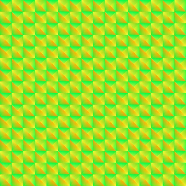 Modèle pyromidal de carrés verts et de triangles jaunes rayés . — Image vectorielle