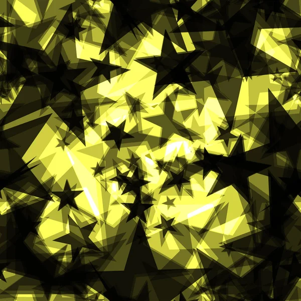 Темно-желтые космические звезды с блеском фольги в перспективе . — стоковый вектор