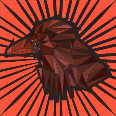 Tuğla arka plan üzerinde sıkı kırmızı kuş. 