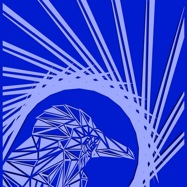 Fényes absztrakt tengeri madár, kék háttér a fészekben. — Stock Vector