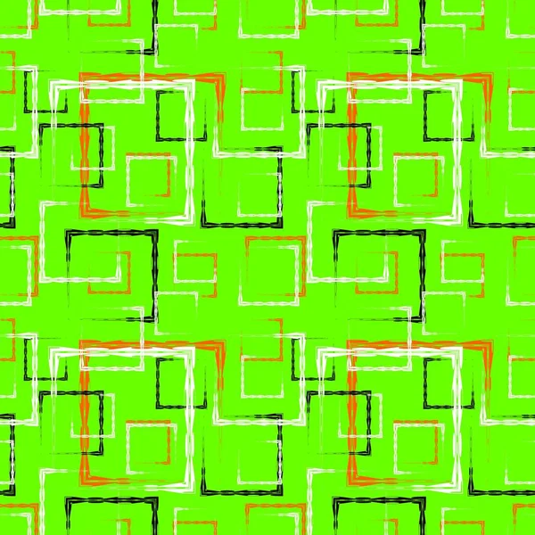 Wit en rood gesneden pleinen en zwarte frames voor een abstracte groene achtergrond of patroon. — Stockvector