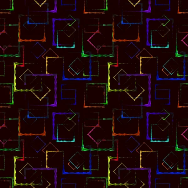 Cuadrados tallados de colores brillantes y rombos de neón para fondo o patrón abstracto de mostaza . — Archivo Imágenes Vectoriales