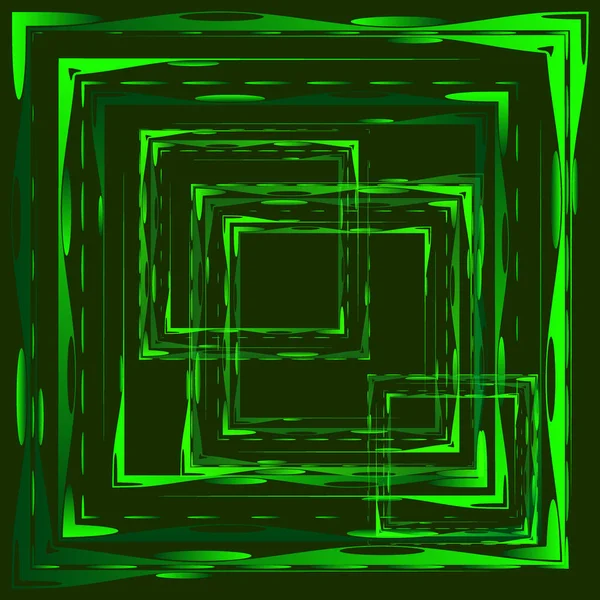 밝은 녹색 직사각 형의 곡선 물체의 추상적 인 교차. — 스톡 벡터