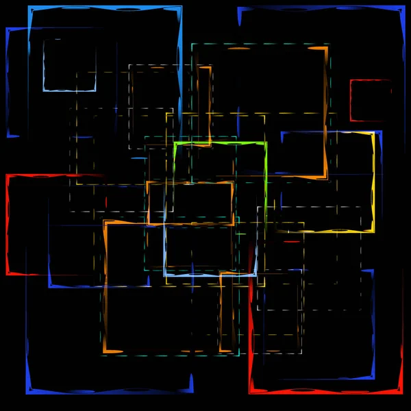 Abstract pattern of colored neon patterned red squares of differ — 图库矢量图片