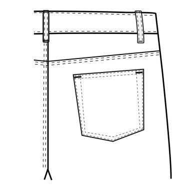 Denim yaması Cep Teknik Tasarımı Vektör Tasarımı