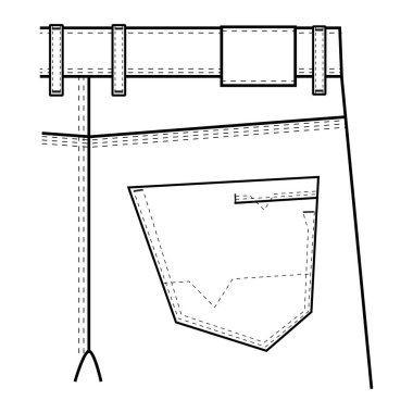 Denim yaması Cep Teknik Tasarımı Vektör Tasarımı