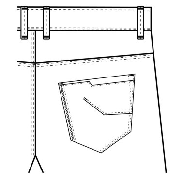 Denim yaması Cep Teknik Tasarımı Vektör Tasarımı
