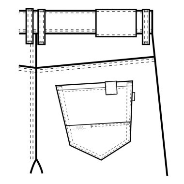 Denim yaması Cep Teknik Tasarımı Vektör Tasarımı