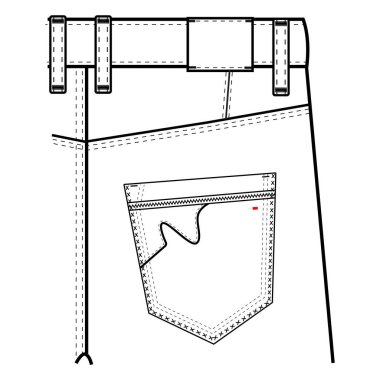 Denim yaması Cep Teknik Tasarımı Vektör Tasarımı