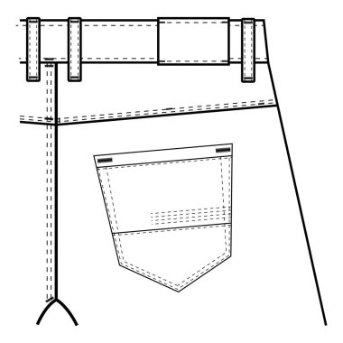 Denim yaması Cep Teknik Tasarımı Vektör Tasarımı