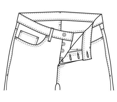 Kot pantolonlar ön uçuş ciocure teknik vektör tasarımı