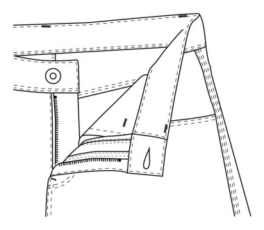 Kot pantolonlar ön uçuş ciocure teknik vektör tasarımı