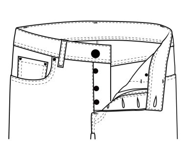 Kot pantolonlar ön uçuş ciocure teknik vektör tasarımı
