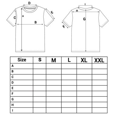 T-Shirt Teknik Çizim Grafik Boyutu Çizim Çizimi