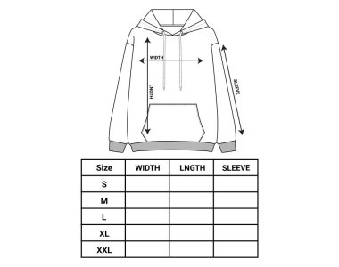 Kapüşonlu Teknik Çizim Grafik Boyutu Çizim Çizimi