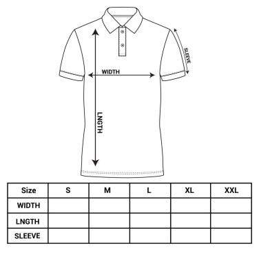 Polo T-Shirt Teknik Çizim Grafik Boyutu Çizim Çizimi