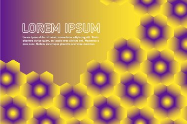 En az geometrik arka plan, degrade, sarı ve mor renk. Fütüristik tasarım poster. Altıgen süsleme tatlım. EPS 10.