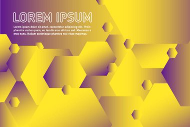 En az geometrik arka plan, degrade, sarı ve mor renk. Fütüristik tasarım poster. Altıgen süsleme tatlım. EPS 10.