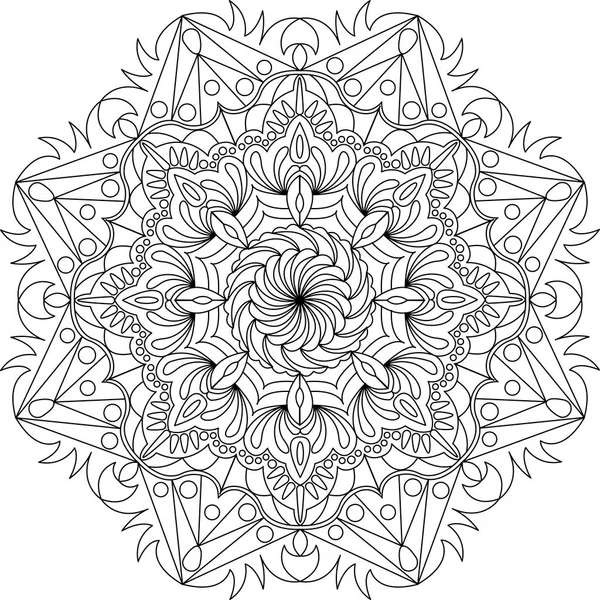 Décoration Fleurs Cercles Mandala Design Coloriage Mandala Adulte Illustration Vectorielle — Image vectorielle