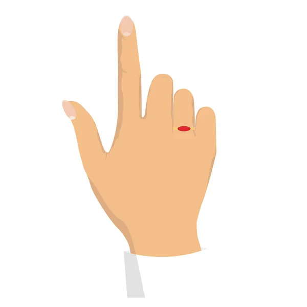 Frauenhand Mit Erhobenem Zeigefinger Vektor Isolierte Abbildung — Stockvektor