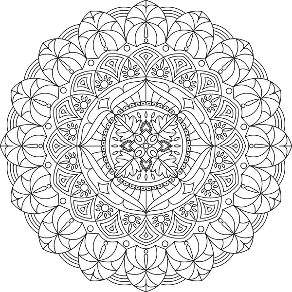 Mandala Süsleme Vektör Çizim Siyah Renk Mandala Yetişkin Mandala Boyama — Stok Vektör
