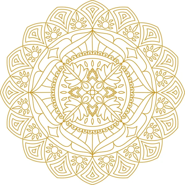 Mandala süsleme, vektör çizim. Altın rengi mandala. Yetişkin mandala boyama sayfası. 