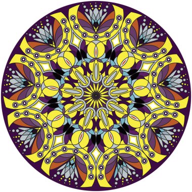 Mandala süsleme desen yuvarlak. Dekoratif mandala, meditasyon poster. Vektör çizim. 