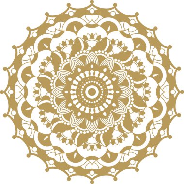 Altın kontur Mandala süs vektör. Oryantal yuvarlak desen. Elle çizilmiş çiçek arka plan.