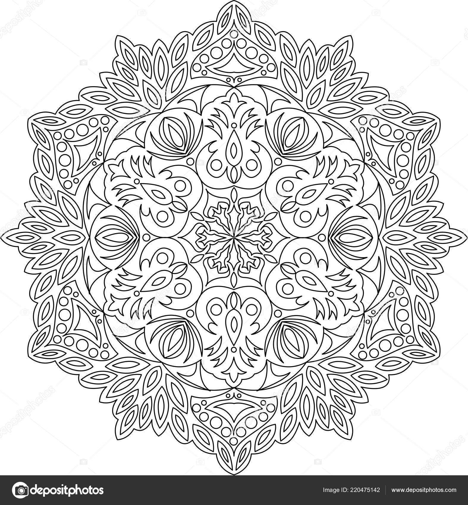 Coloriage Mandala Adulte Mandala Vintage Avec Feuille Fleurs Méditation  Mandala Vecteur par ©Fodorviola73 220475142