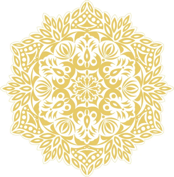 Vintage Altın mandala zarif süsleme dekora sahip. Daire mandala, çiçek ve yaprak ile. 