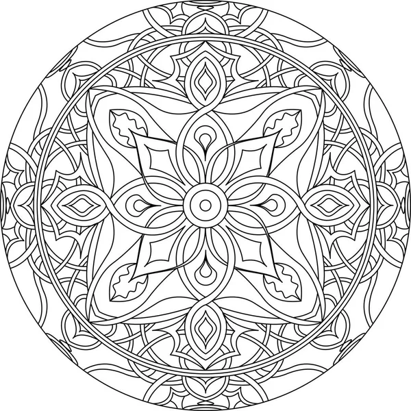 Mandala Circular Fondo Gris Ilustración Vectorial Cartel Meditación Adorno Línea — Vector de stock