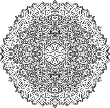 Yetişkinler için mandala boyama sayfasını çember yapın. Siyah beyaz mandala posteri. Rahatla ve meditasyon yap. Güzel doğa süsü..