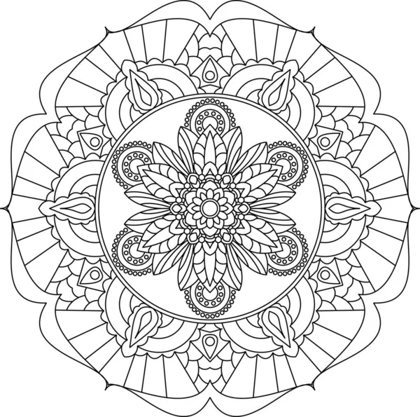Kruh Mandala Zbarvení Stránky Pro Dospělé Černobílý Plakát Mandalou Klid — Stockový vektor