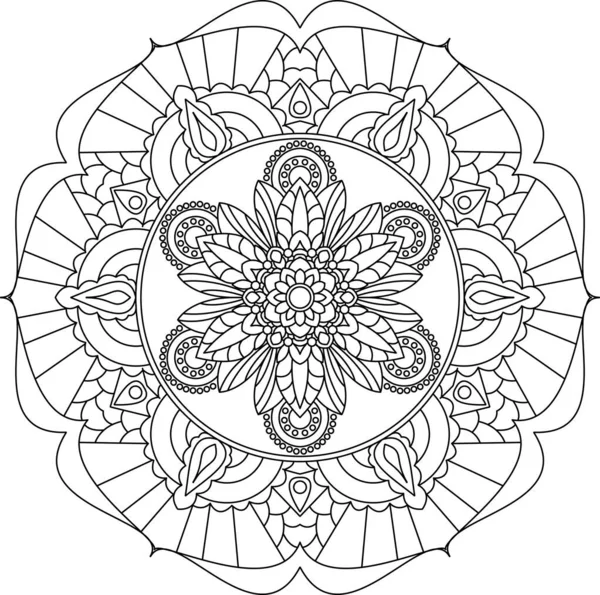 Círculo Mandala Página Para Colorir Para Adultos Poster Mandala Preto —  Vetores de Stock