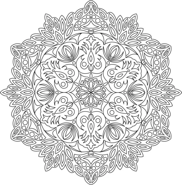 Yetişkinler için mandala boyama sayfasını çember yapın. Siyah beyaz mandala posteri. Rahatla ve meditasyon yap. Güzel doğa süsü..