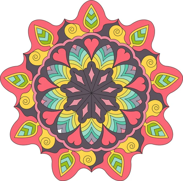 Kreis Mandala Mit Lebendigen Farben Bunte Karte Tapete Banner Relax — Stockvektor