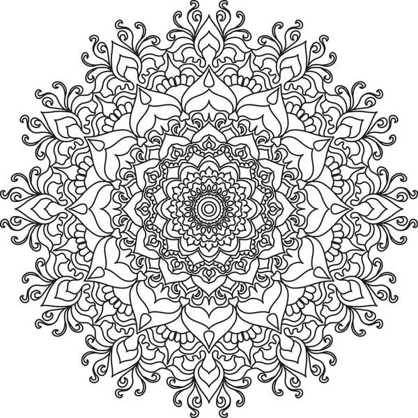 Yetişkinler için mandala boyama sayfasını çember yapın. Siyah beyaz mandala posteri. Rahatla ve meditasyon yap. Güzel doğa süsü..
